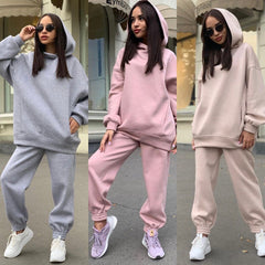 Fashion solid color Hoodie casual two piece set - Plain Hoodies - CJNSSYTZ05601-Beige-L - null