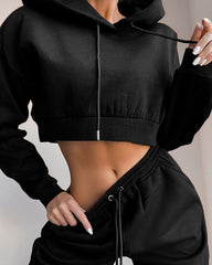 Fashion Winter Tracksuit Hoodie and Sweatpants Sports Set - Plain Hoodies - CJNSSYTZ05897-Black-3XL - null