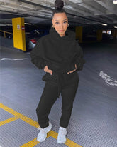 Two - piece hoodie set - Plain Hoodies - CJNSSYTZ05401-Black-L - null