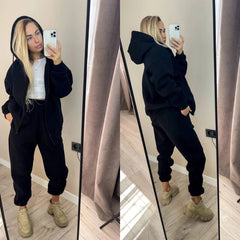 Women's New Sports Leisure Hoodie Set - Zip - up Hoodies set - CJTZ157130507GT - null