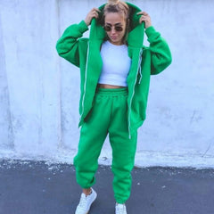 Women's New Sports Leisure Hoodie Set - Zip - up Hoodies set - CJTZ157130507GT - null