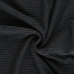 Black ribbed knit long sleeve V-neck bodycon mini dress with ruffle hem