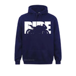 Navy Blue hoodie with bold white RIDE motorcycle graphic – men’s biker streetwear pullover