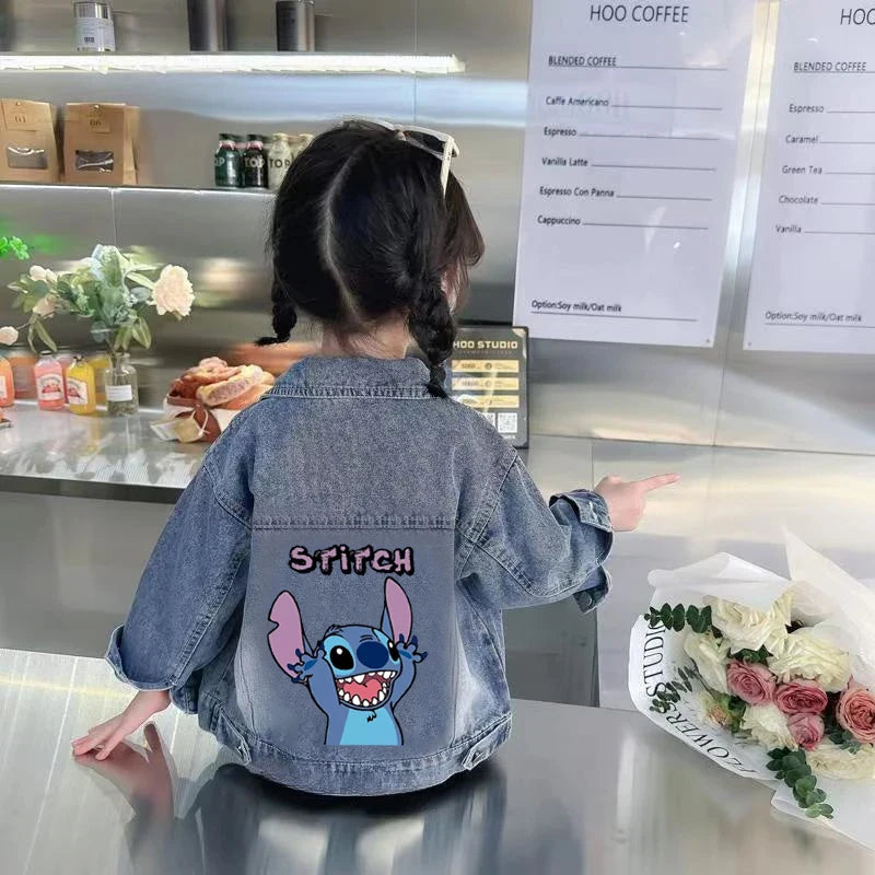 Kids Stitch Cartoon Denim Jacket – Boys & Girls Spring/Autumn Jean Coat