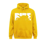 Yellow hoodie with bold white RIDE motorcycle graphic – men’s biker streetwear pullover