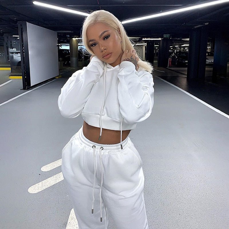 Fashion Winter Tracksuit Hoodie and Sweatpants Sports Set - Plain Hoodies - CJNSSYTZ05897-White-3XL - null