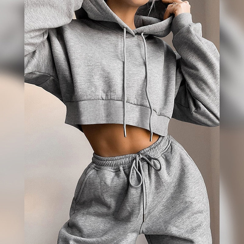 Fashion Winter Tracksuit Hoodie and Sweatpants Sports Set - Plain Hoodies - CJNSSYTZ05897-Grey-3XL - null