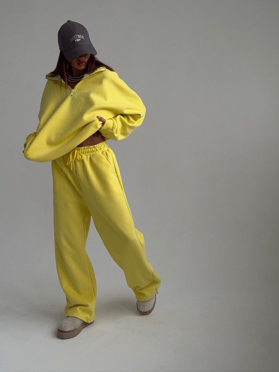 Fashionable Half - Open Collar Long - Sleeve Hoodie And Pants Casual Set - Zip - up Hoodies set - CJLS263436039MN - null