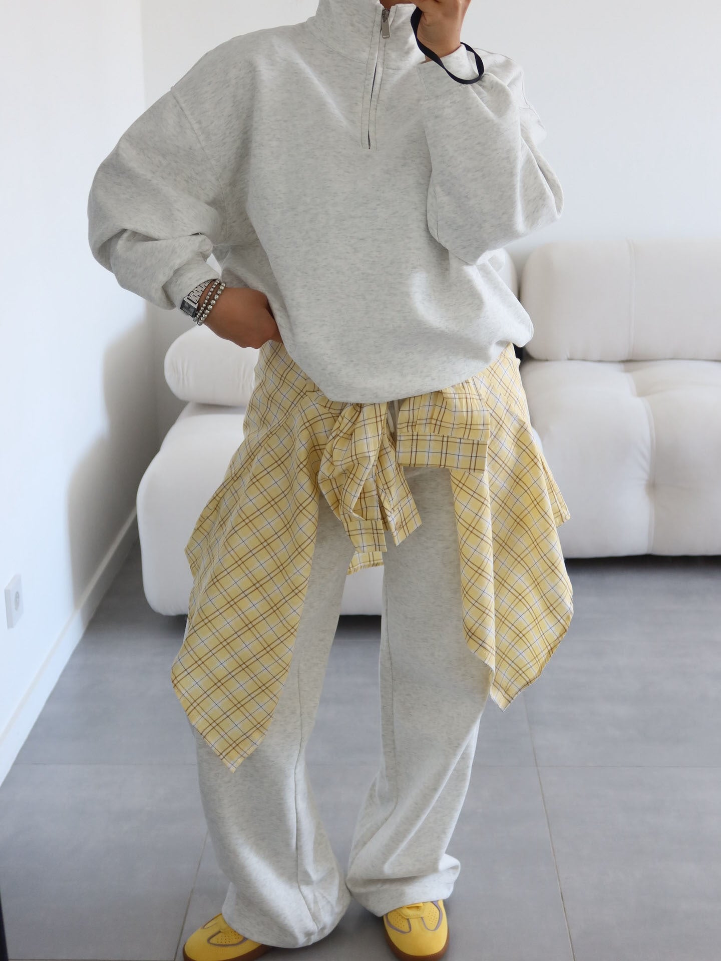 Fashionable Half - Open Collar Long - Sleeve Hoodie And Pants Casual Set - Zip - up Hoodies set - CJLS263436007GT - null