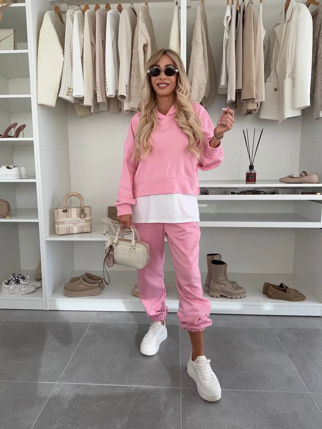 Hooded Sweatshirt Suit Loose Long Sleeve False Two - piece Tops And Jogger Sports Trousers Casual Spots Set For Women's Clothing - Plain Hoodies - CJLS233613527AZ - null