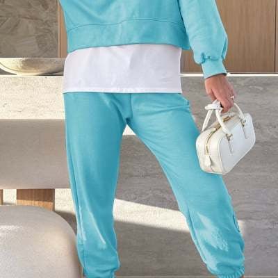 Hooded Sweatshirt Suit Loose Long Sleeve False Two - piece Tops And Jogger Sports Trousers Casual Spots Set For Women's Clothing - Plain Hoodies - CJLS233613537KP - null