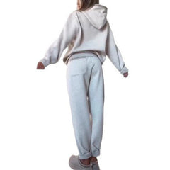 Lace - trimmed Kangaroo Pocket Hoodie And Elastic Waistband Sweatpants Set - Pullover hoodie - CJLS262455511KP - null