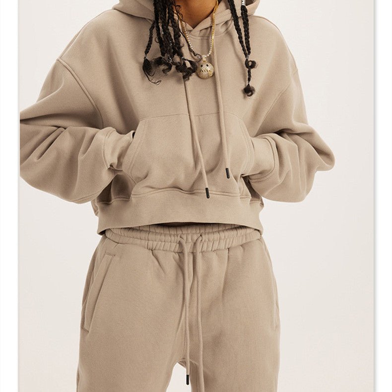 New Hooded Long Sleeved Hoodie Two - piece Set For Women - Zip - up Hoodies set - CJQB159596533GT - null