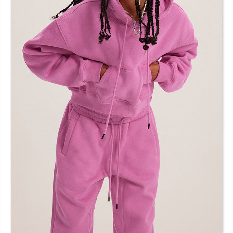 New Hooded Long Sleeved Hoodie Two - piece Set For Women - Zip - up Hoodies set - CJQB159596534HS - null