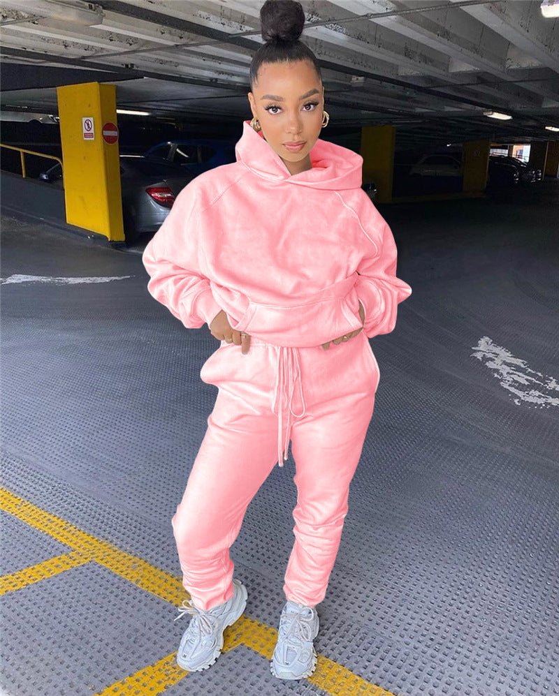 Two - piece hoodie set - Plain Hoodies - CJNSSYTZ05401-Pink-L - null