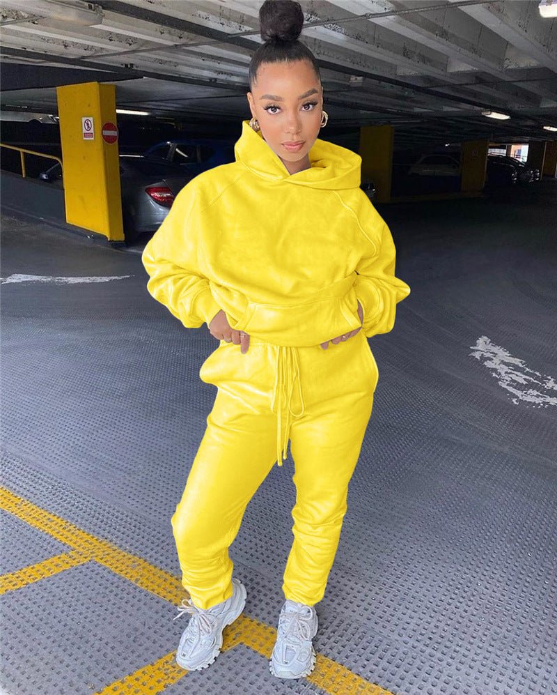 Two - piece hoodie set - Plain Hoodies - CJNSSYTZ05401-Yellow-L - null