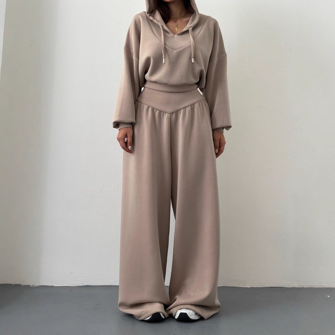 Womens Casual Set V - neck Hoodie Top And Pants - Plain Hoodies - CJLS271166415OL - null