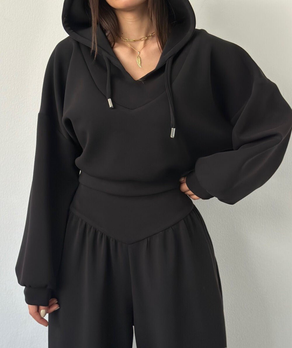 Womens Casual Set V - neck Hoodie Top And Pants - Plain Hoodies - CJLS271166419SH - null