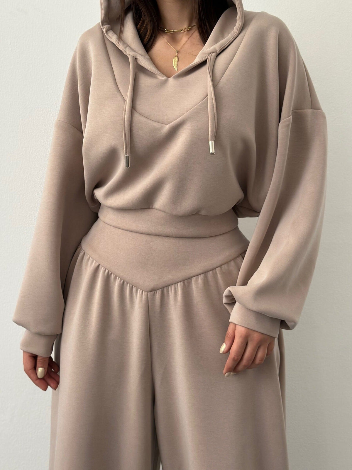 Womens Casual Set V - neck Hoodie Top And Pants - Plain Hoodies - CJLS271166415OL - null