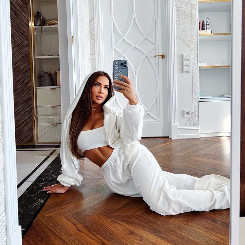 Women's Long - sleeved Zip Hoodie Two - piece Set - Zip - up Hoodies set - CJLS207125203CX - null