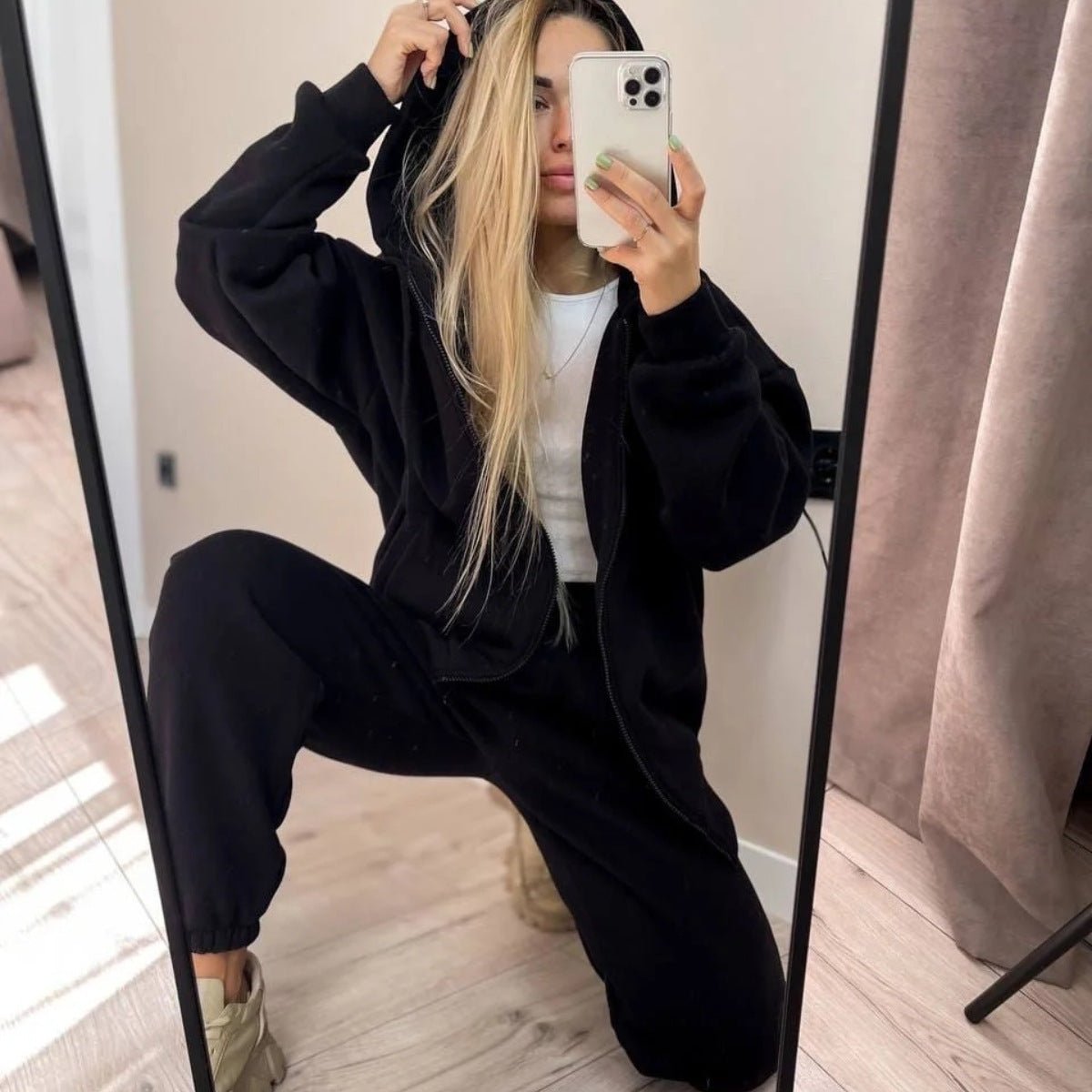 Women's New Sports Leisure Hoodie Set - Zip - up Hoodies set - CJTZ157130503CX - null