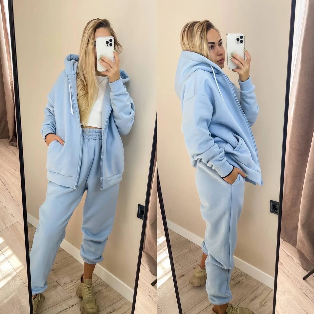 Women's New Sports Leisure Hoodie Set - Zip - up Hoodies set - CJTZ157130515OL - null