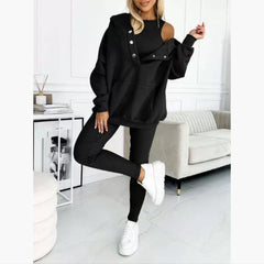 Women's Solid Color Vest Hoodie And Pants Set - Plain Hoodies - CJTZ213250343QJ - null